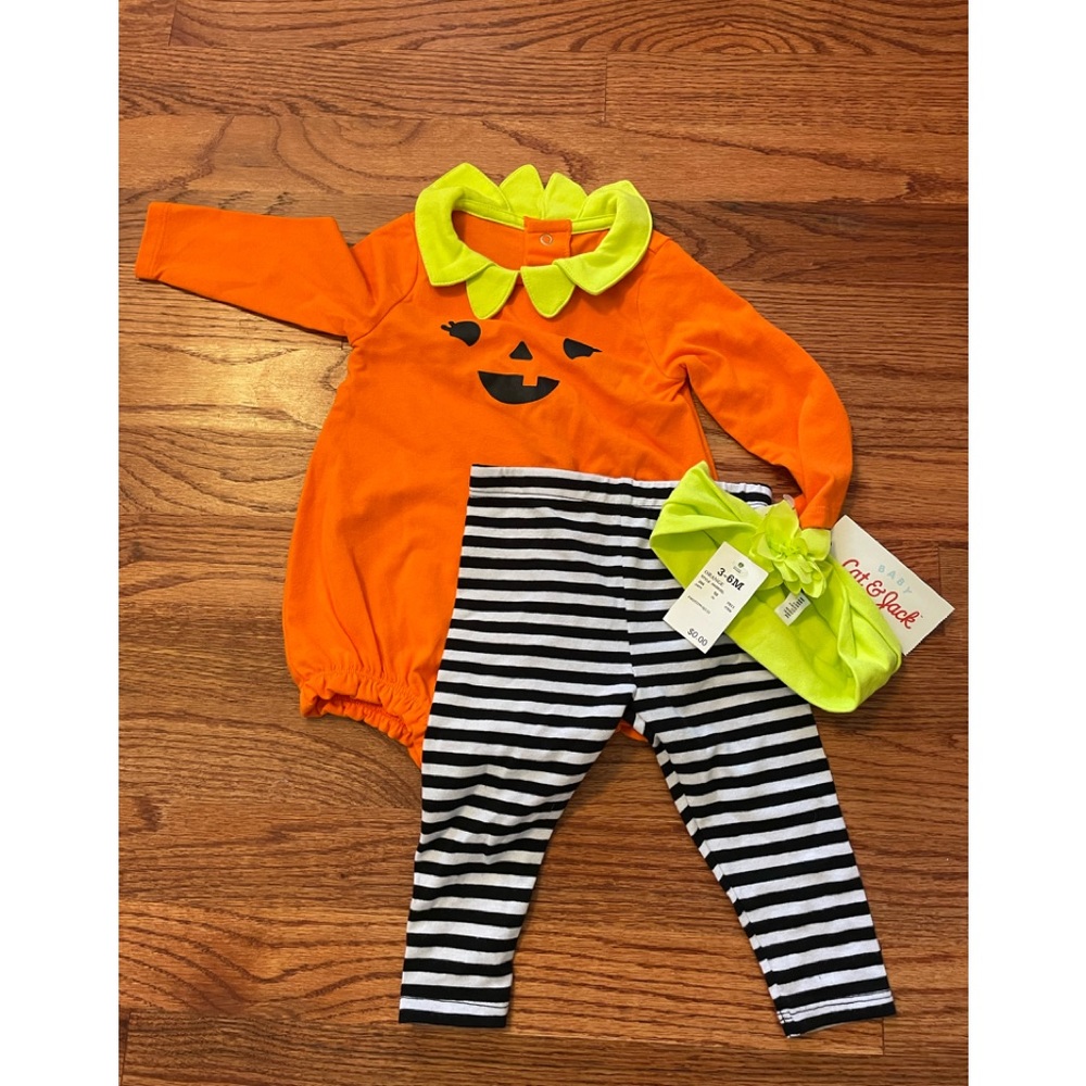 Cat and Jack 3-6 month pumpkin outfit